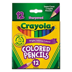 Crayola 684112 Short Barrel Colored Woodcase Pencils, 3.3 mm, 12 Assorted Colors/Set