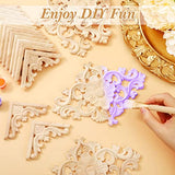 20 Pcs Wood Appliques Decorative Wood Applique Wooden Carved Onlay Appliques DIY Long Wood Appliques and Onlays for Furniture Wood Carving Decals for Wall Cupboard Door Bed Cabinet
