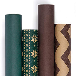 RUSPEPA Kraft Wrapping Paper Roll- Recycled Nature Paper for Wedding,Birthday, Shower, Congrats 4 Roll-30Inch X 10Feet Per Roll