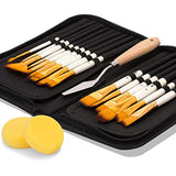 Artify 2019 New 15 Pcs Paint Brush Set Includes Pop-up Carrying Case with Free Palette Knife and