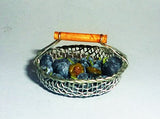 Plums, plums in a colander, fruit. Dollhouse miniature 1:12