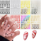 8 Sheets Heart Nail Art Stickers Decals 3D Self-Adhesive Laser Heart Love Nail Designs Accessories Love Heart Nail Charms Supply Valentines Day Nail Art Decoration for Women Girls Nail Decor (Heart)