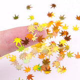 12 Colors Fall Leaf Glitter Nail Sequins - 3D Maple Leaf Holographic Nail Art Flakes Colorful Confetti Glitter Sticker Decals Manicure Nail Art Design Makeup DIY Christmas Decorations