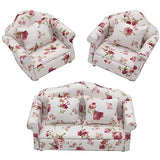 IYSHOUGONG 1 Set Dollhouse Accessories White Fabric Sofa Miniature Toys Couch Chairs Dolls House Furniture Couch & Chair for Living Room