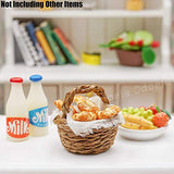 Odoria 1:12 Miniature Wicker Basket with Bread Dollhouse Kitchen Food Accessories