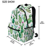 Wamika Watercolor Cactus Backpacks for Girls Kids Boys Tropical Desert Plant Cacti School Book Bags Waterproof Student Laptop Backpack College Carrying Bag Casual Lightweight Travel Sports Day packs