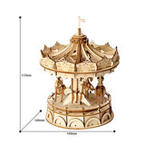 Rolife Merry-Go-Round 3D Jigsaw Puzzle Wooden Craft Kit Wooden Puzzle Architecture Model Toy for Kids and Adults Carousel Decoration Perfect Birthday Gift Valentine's Day