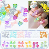 3D Charms for Nails,Butterfly nail Decorations 3D Flower Nail Art Flat Design,Bow & heart-shape Design Acrylic Nail Stud Jewelry for Nail Art Decoration and DIY Crafting Design