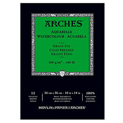 Canson Arches Cold Press Watercolor Pad, 10 x 14 Inch, 12 Sheets