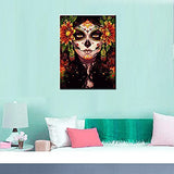 Sugar Skull Girl Diamond Painting DIY 5D, Numbering Kit, Mexico Day of The Dead Artwork /Pictures Fashion Makeup Wall Art Crystal Rhinestone Embroidery Painting Home Decor Adults Gift(12''Wx 16''H)