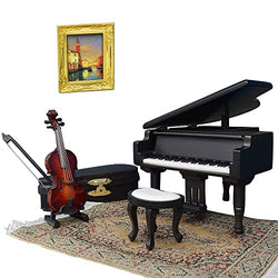 iland Piano Music Box w/Miniature Violin, Mini Musical Instrument - a Romantic Gift Playing w/Timeless Melody The Castle in The Sky (Vintage 6pcs)