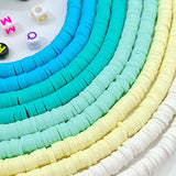 BOCAR 6mm 10 Strands Handmade Polymer Clay Beads Kit Vinyl Flat with 200pcs Alloy Beads Spacer& Acrylic Alphabet Beads for Jewelry Making Necklace Bracelet Earrings Finding (CB-002-green Mix)