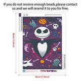 5D Full Drill Diamond Painting Kit,UNIME DIY Diamond Rhinestone Painting Kits for Adults and Children Embroidery Arts Craft Home Decor 12 x 16 inch (Halloween Jack Skellington)