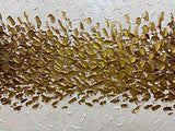 AZAVY ART,24X48 Inch 3D Hand Painted Textured Wall Art Abstract Golden White Oil Paintings Contemporary Artwork Oil Hand Paitning Stretched and Framed Ready to Hang