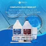 Pro Marine Supplies Crystal Clear Table Top Epoxy Bundle with Mixing Supplies Kit and Pro-Mica Powder | 2-Gallon Clear Epoxy Resin Kit with 10-Color Set, Mixing Cups, Stir Sticks, Brushes, and Gloves