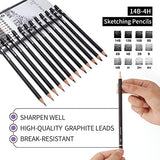 Qionew Professional Drawing Sketching Pencil Set - 12 Pack Art Drawing Sketch Pencils, Graphite Pencils(14B - 4H), Ideal for Drawing, Art Pencils for Drawing and Shading, Back to School Supplies