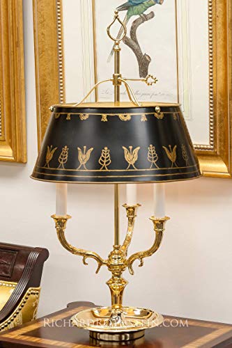 High-End Traditional Directoire Antique Style Formal Brass Bouillotte Banker's Federal Empire Three