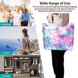 Famame Pastel Blue Pink Tie Dye Canvas Tote Bag Large Women Casual Shoulder Bag Handbag Reusable Multipurpose Shopping Grocery Bag For Outdoors