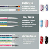 iFwevs Nail Art Brushes,5pcs Double Ended Brush & Dotting Tool Kit,Including Nail Liner Brush and Nail Dotting Pens for Nail Art Nail Salon