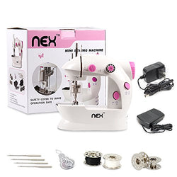NEX Portable Mini Sewing Machine with Needle Protector - Double Speed with Foot Pedal