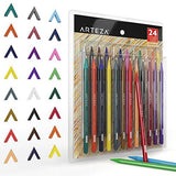 ARTEZA 24 Woodless Colored Pencils Set, Soft Core, Pre -Sharpened, Art Coloring Pencils