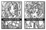 Kawaii Girls Grayscale: An Adult Coloring Book with Adorable Anime Portraits, Cute Fantasy Women, and Fun Fashion Designs (Kawaii Girls Coloring Books)
