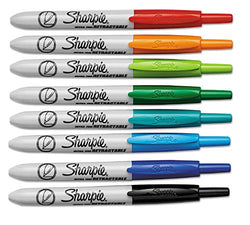 Sharpie - Retractable Ultra Fine Tip Permanent Marker, Assorted Colors - 8/Set - (Original from