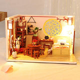 Gbell  Girls Wooden Dollhouse Miniatures DIY House Kit with LED Light,Kids 3D DIY Wooden Miniature House Furniture Hands Craft Puzzle Creative Gifts for Girls