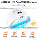 JODSONE Gel Nail Polish Kit with UV Light, 18 Colors Gel Nail Polish Set with 150W UV Led Nail Lamp Base Coat Top Coat DIY Home Manicure Tools Nail art Glitters Rhinestones Gift for Women A018