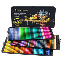 RAAM REFINED 120 Premium Colored Pencils for Adult Coloring, Artist Soft Series Lead Cores with Vibrant Colors, Drawing Pencils, Art Pencils, Coloring Pencils for Adults and Kids(3.8mm Lead Core)