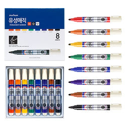 Munhwa Permanent Markers Pens, 8 Colors, Medium Point, Alcohol-Based Markers, Perfect on Almost Surface, for Art Craft Stone Ceramic Glass Wood Canvas Plastic Metal & Etc. (2.5mm) ????, Multicolor