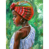 Reofrey 5D Diamond Painting Kit African American Full Drill, African Women Plant Paint with Diamonds Art Exotic Girl Rhinestone Cross Stitch Craft Decor for Home Decoration (30x40cm/12x16 inches）