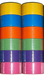 12 Roll Variety Pack Solid Colors (bright colors) of All Purpose Duct Tape. Brights Include: green,