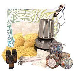 DIY Candle Making Kit with Melting Pot Hot Plate, Candle Making Supplies for Candle Making,Pouring Pot,Including Beeswax,Wicks,Tins and More Full Candle Kit for Adults and Beginners﻿