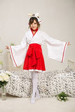 Japanese anime red and white kimono fox cosplay costume with socks size S(Asia M)