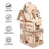 ROBOX Wooden 3D Puzzle for Adults- Assembled Construction Building Puzzles Gothic Villa DIY Building Models Kits