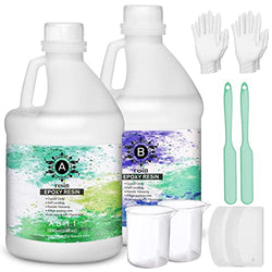 Crystal Clear Epoxy Resin Kit 1 Gallon-2 Part 1:1 Mixing Odor Free High-Gloss Resin SAPBOND Casting and Coating Resin for River Table Tops, Art, Craft, Jewelry Making, Dried Flower Craft