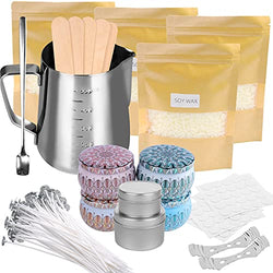 Candle Making Kit Supplies, Soy Wax Making Kit Including Pot, Wicks, Sticker, Tins, Soybean Wax, Spoon & More Full Starter Kit for Creating Soy Candles
