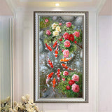 RAILONCH DIY 5D Diamond Painting Kit for Adults Peony Goldfish Full Drill Embroidery Cross Stitch Crystal Rhinestone Art Craft for Home Wall Decor (80x150cm)