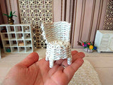 1:12 Scale Miniature Wicker Chair. Furniture for Dollhouse. Handmade Armchair