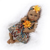 Pinky 10" Pinky 26cm Full Body Silicone Soft Vinyl Real Looking Reborn Baby Dolls Lifelike Native American Indian Style Black Skin Girl Newborn Doll Gift