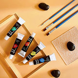 Lightwish Acrylic Paint Set with 3 Painting Brushes, 24x 12ml Tube Vibrant Colors Rich Pigments Smooth Consistency Craft Paints Supplies Christmas Decorations Ceramic Rocks for Arts Crafts Canvas Wood Glass