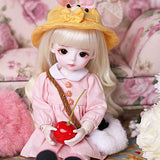 YNSW BJD Doll, Cute Doll with Rabbit Ears Hat 1/6 10 Inch 26 cm Jointed Dolls Action Figure + Makeup + Accessory There are Also, Pink
