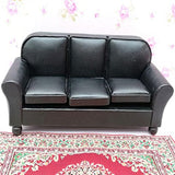 1/12 Dollhouse Furniture Leather Sofa Couch Chair Miniature Model Sitting Room Accessories Decoration Black