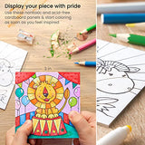 Arteza Kids Animals Coloring Kit, 3 Canvas Panels, 4 x 4 in, 10 Markers, 16 Watercolor Pencils, 1 Paint Brush, 1 Sharpener, Kids Activities for Ages 6 and Up
