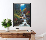 5D Diamond Painting Landscape, Paint with Diamonds DIY Diamond Art Forest Woods Streams, Diymood Painting by Number Kits Full Drill Rhinestone for Home Wall Decor 12x16inch