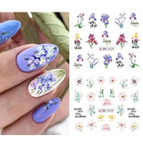 Flowers Nail Art Stickers 12 Sheets Floral Water Transfer Nail Decals Spring Nail Art Decorations Butterfly Flower Dragonfly Design Acrylic Nail Stickers for Women DIY Nail Art Supplies