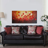 Wieco Art Large Budding Flowers Oil Paintings on Canvas Wall Art Ready to Hang for Bedroom Kitchen Home Decorations Modern Stretched and Framed 100% Hand Painted Contemporary Abstract Floral Artwork
