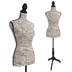 Female Dress Form Mannequin Torso Body with Adjustable Tripod Stand Dress Jewelry Display