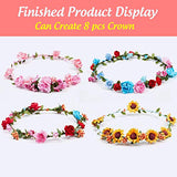 Golray 8pcs Flower Crowns Making Kit Creativity Art Craft Kit DIY Garden Outdoor Activities Jewelry Making Kit for Kids Age 4 5 6 7 8 12 Art Craft Gift for Girls Create Hair Accessories